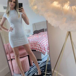 Beautiful Banjul Baby Blue Embellished Bodycon Dress UNIQUE and RARE